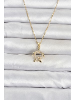Semel 316L Çelik Zincir Gold Renk Caretta Caretta Model Kadın Kolye