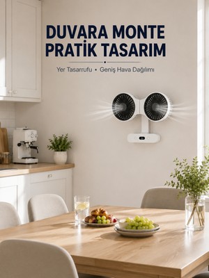 Semel Dijital Göstergeli Çift Fan Başlıklı Masa Vantilatörü