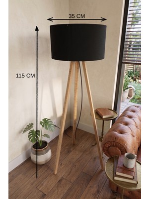 Semel 3 Ayaklı Tripod Lambader Siyah Kumaş Başlık