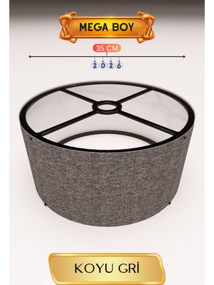 Semel Koyu Gri Lambader Başlığı 35 cm Mega Boy