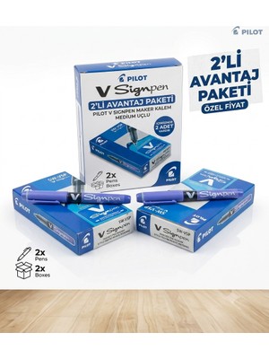 Pilot V-Signpen Mavi Renk Imza Kalemi 2'Li Avantajlı Paket