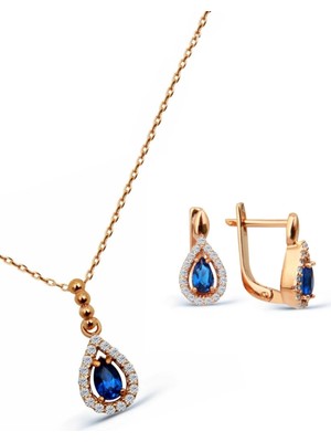 Argentum Concept 925 Ayar Gümüş Rose Minimal Damla Set - S014102