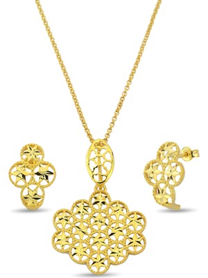 Argentum Concept 18K Altın Kaplamalı 925 Ayar Gümüş Tasarım Yıldız Çiçeği Set - 67022502