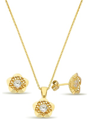 Argentum Concept 18K Altın Kaplamalı 925 Ayar Gümüş Çiçek Set - 67018602