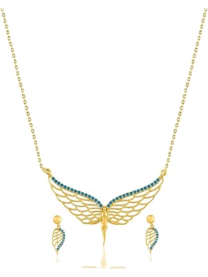 Argentum Concept 14K Altın Kaplamalı 925 Ayar Gümüş Melek Set - S012502