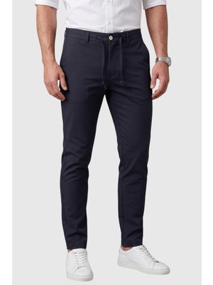 Rizzup Erkek Koyu Lacivert Slim Fit Ipli Kumaş Pantolon Dar Kesim Esnek Smart Casual 2601100