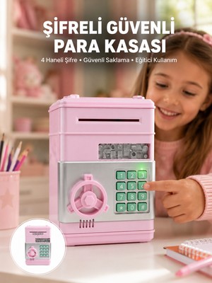 Semel Şifreli Elektronik Para Biriktirme Kumbarası Büyük Kapasiteli