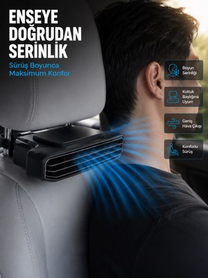 Semel Araç Koltuğu Için 5 Hız Kademeli Soğutucu Fan Aroma Hazneli Usb-C Şarjlı