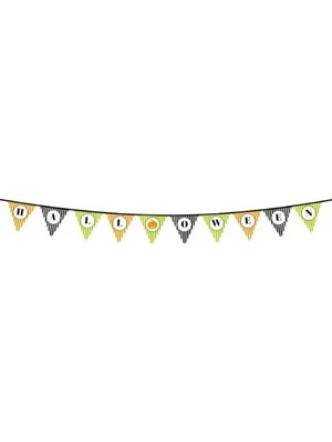 Aesco Cadılar Bayramı Kabak Temalı Halloween Yazılı Banner Süs Flama 3 Metre
