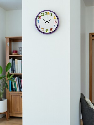 Mabelme Store 36 cm Mor Çocuk Odası Duvar Saati