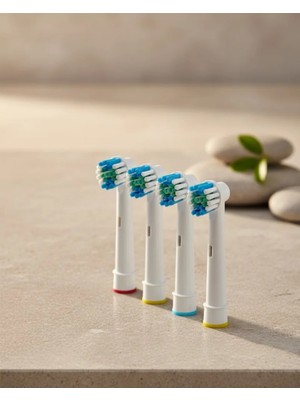 Aesco Renk Halkalı Aile Tipi Diş Fırçası Yedek Başlığı 4’lü Paket