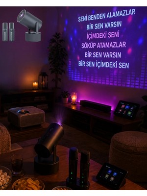 Aesco Bluetooth Hoparlörlü Akıllı Projektör Kablosuz Karaoke Mikrofonlu