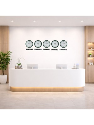 Mabelme Store Nature Yeşil 36 cm Tabelalı 5 Li Dünya Saatleri
