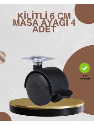 Aesco Kilitli Mobilya Ayağı 6 cm 4’lü Set Zemin Korumalı