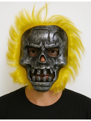 Mabelme Store Mey Ithalat® Wild Skull - Metal Kafatası Sarı Saçlı Iskelet Maske