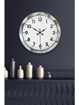 Mabelme Store 36 cm Krom Metal Standart Duvar Saati