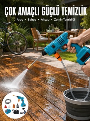 Aesco Şarjlı Oto Yıkama, Bahçe Sulama Tabancası Makinesi Yüksek Basınçlı
