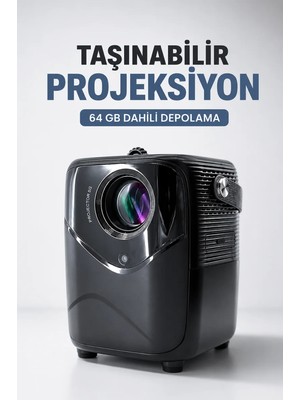 Aesco Taşınabilir Projeksiyon 64 GB Dahili Depolama