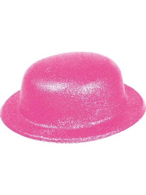 Mabelme Store Mey Ithalat® Pembe Renk Simli Melon Yuvarlak Parti Şapkası 24X26 cm