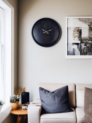 Mabelme Store 36 cm Siyah Dekoratif Duvar Saati