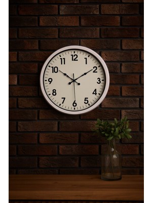 Mabelme Store White Classic Modern 52 cm Metal Duvar Saati