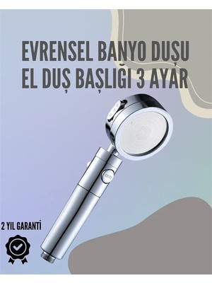 Aesco Paslanmaz Çelik Çok Fonksiyonlu El Duş Başlığı – 3 Modlu Püskürtme Seçeneği