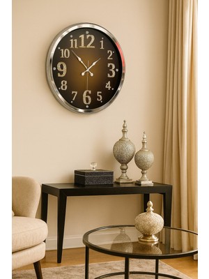 Krom Işıltılı Zaman 52 cm Metal Duvar Saati