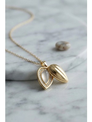 Mey ® 316L Çelik Zincir Gold Renk Damla Tomurcuk Model Kolye Najmaddin