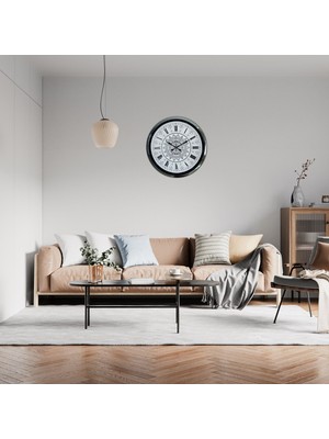 Krom Motifli Dekoratif 52 cm Metal Duvar Saati