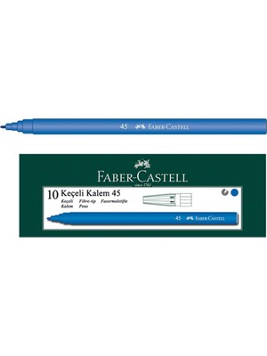 Faber-Castell Iğne Uçlu Keçeli Kalem Seti, 10'lu, Mavi Renk, Havalandırmalı Kapak, Kağıt ve