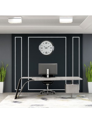 Krom 52 cm Metal Modern Tasarım Duvar Saati
