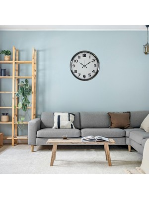 Krom 52 cm Metal Klasik Duvar Saati