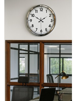 Krom Şıklık 52 cm Metal Modern Duvar Saat