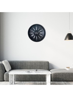 Siyah Noir Imperium 52 cm Metal Duvar Saati
