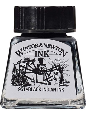 Winsor & Newton Drawing Ink Çizim Mürekkebi, 14ML, Indian Black 030