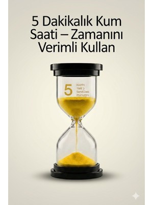 5 Dakikalık Kum Saati Zamanlayıcı – Sarı Dekoratif Masa Saati 4 Renk Seçeneği