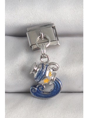 Mey Ithalat® 316L Çelik Gümüş Renk Sallantı Kova Burç Model Nomination Charm