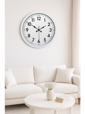 Beyaz Dekoratif Stil 52 cm Metal Duvar Saati