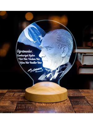 Atatürk Sözleri Hediye LED Lamba, Mustafa Kemal Atatürk Görselli Hediyeler