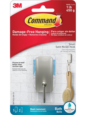 Command BATH33-SN-ES Banyo Kancaları, 1 Paket, Saten Nikel