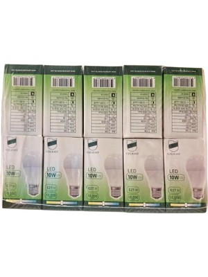 10'lu Uzlight 10W A60 E27 4000K Gün Işığı LED Ampul