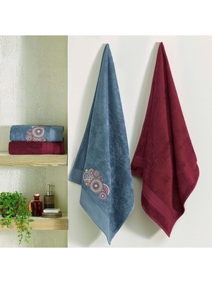 Taç Bambu South Hamam Seti Bordo 4'lü Set