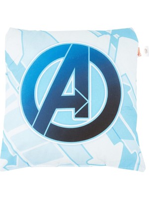 Taç Avengers Lisanslı Baskılı Pamuk Kırlent, Mavi, 40X40 cm
