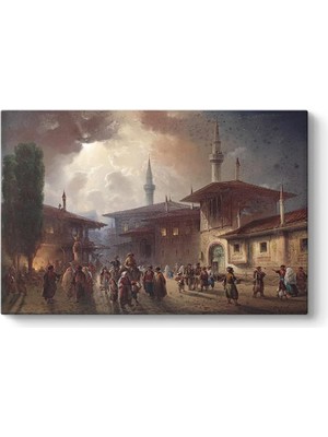 Osmanlıda Çarşı Meydanı Tablosu 90 x 60