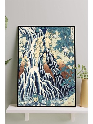 Kirifuri Waterfall-Katsushi Hokusai Sanatsal Çerçeveli Tablo 40 x 50