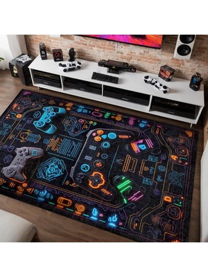Oyuncu Odası Halısı Kaymaz Pamuk Tabanlı Yıkanabilir Antibakteriyel Gamer Gaming Halısı 140X2