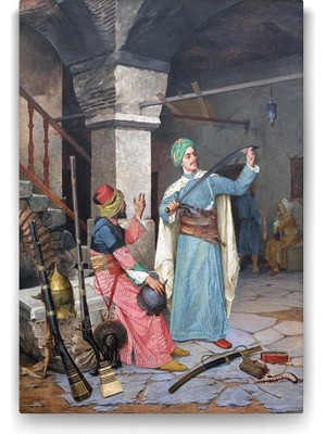 Osman Hamdi Bey - Silah Taciri Tablosu - 30X45CM