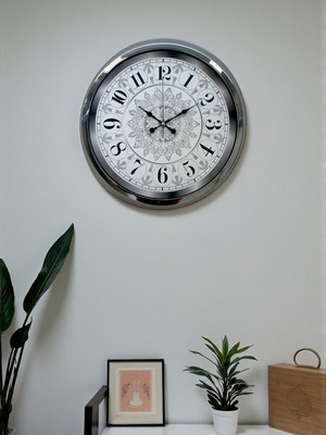 KSB Store Asil Motif Krom 40 cm Metal Duvar Saati
