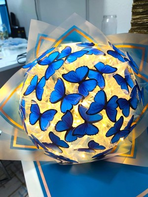 Melines LED Işıklı Kelebek Buketi, Solmayan Çiçek Buket,hediye Buket (Büyük Boy)