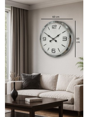 KSB Store 60 cm Krom Metal Dizayn Duvar Saati